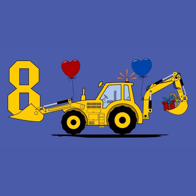 8. Geburtstag Bagger Traktor