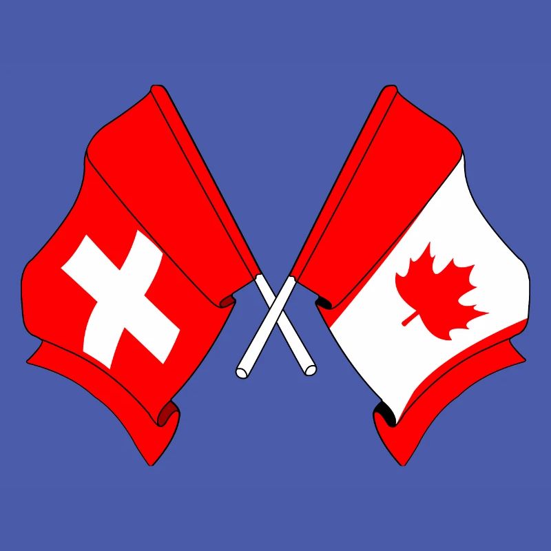 Drapeau de la Suisse et drapeau du Canada