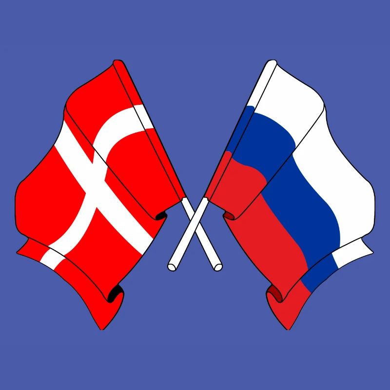 Drapeau Danemark, drapeau Russie