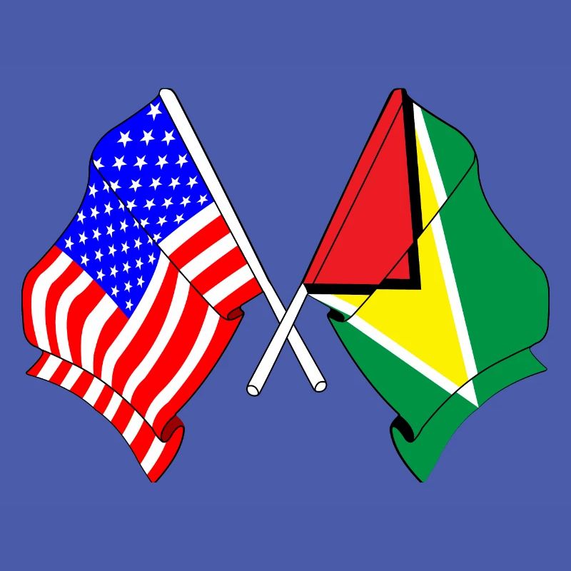 Drapeau des États-Unis et drapeau de la Guyane