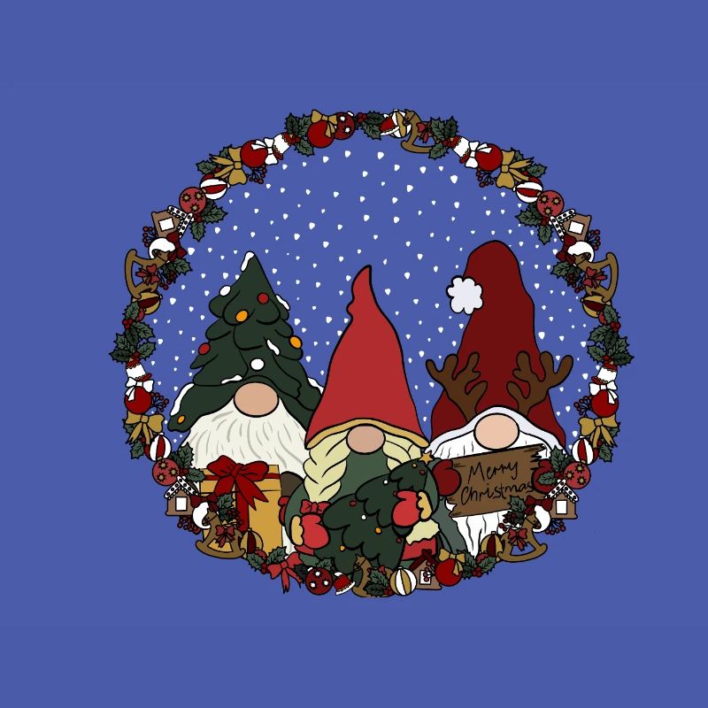 Wichtel  im Weihnachtskranz