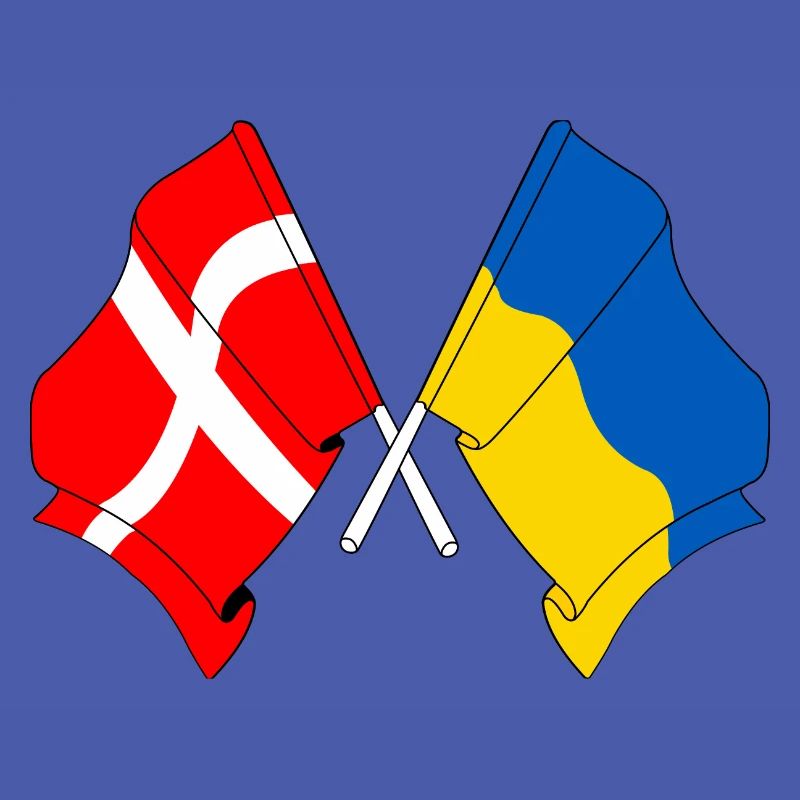 Drapeau Danemark, drapeau Ukraine