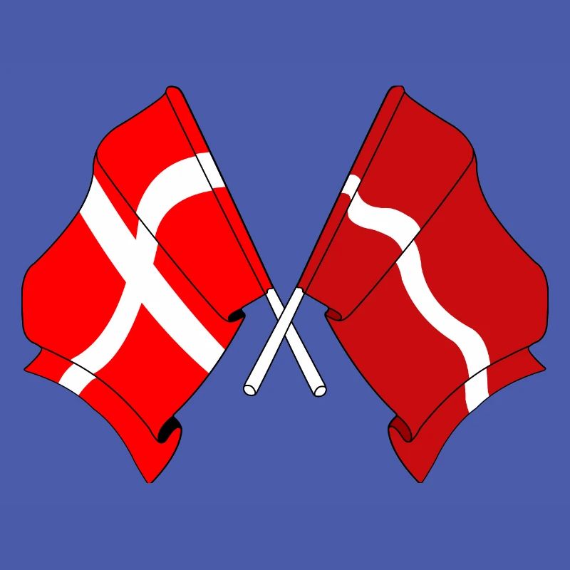 Drapeau Danemark, drapeau Lettonie