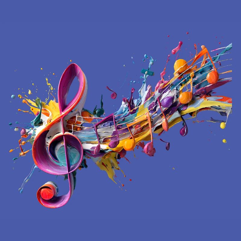 Coloured notes with clef