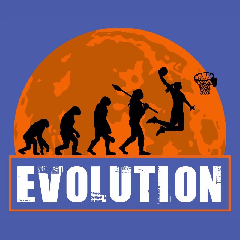 Basketball Evolution Player Dunking Silhouette