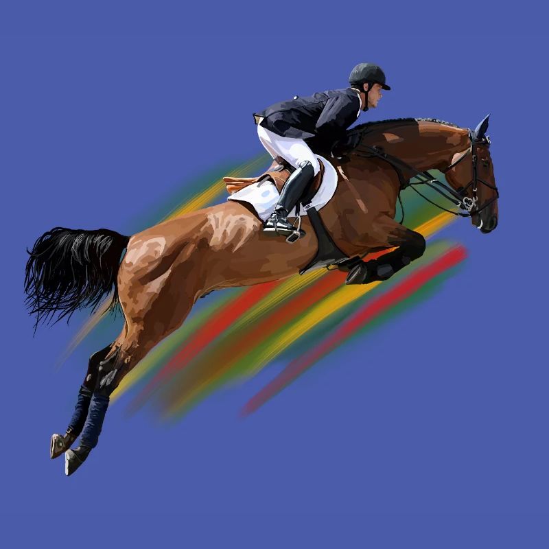 Cavalier de saut d'obstacles dynamique au galop