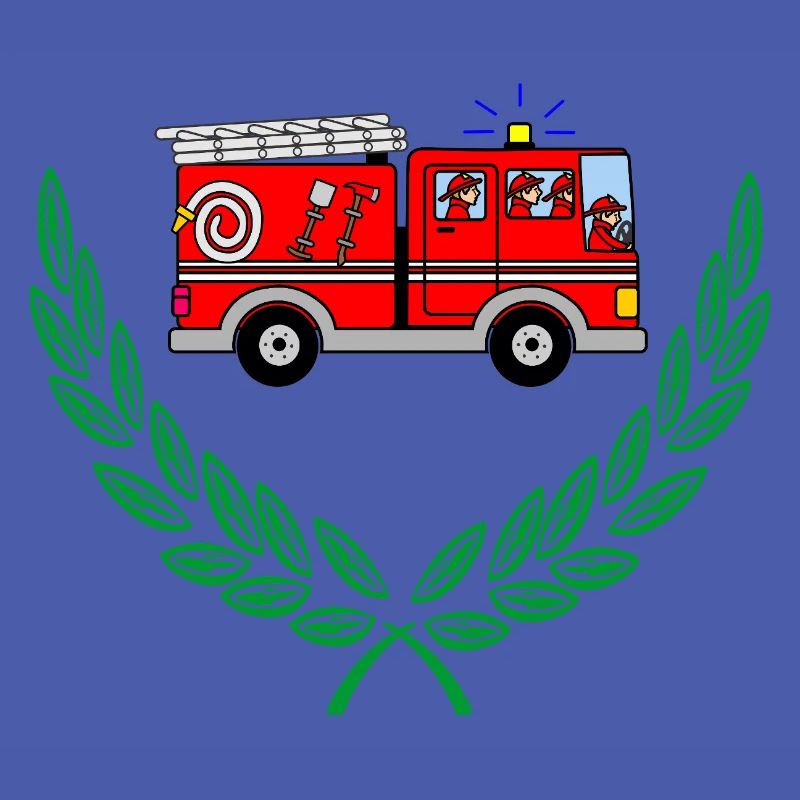 Fire engine in laurel wreath