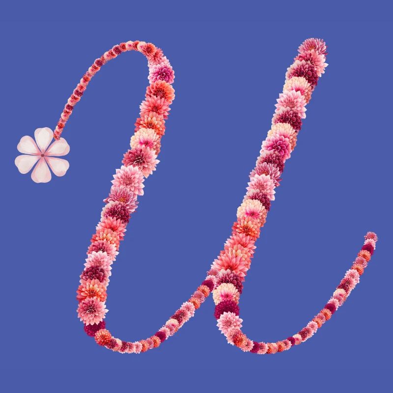Romantisches Blumenmonogramm "U"