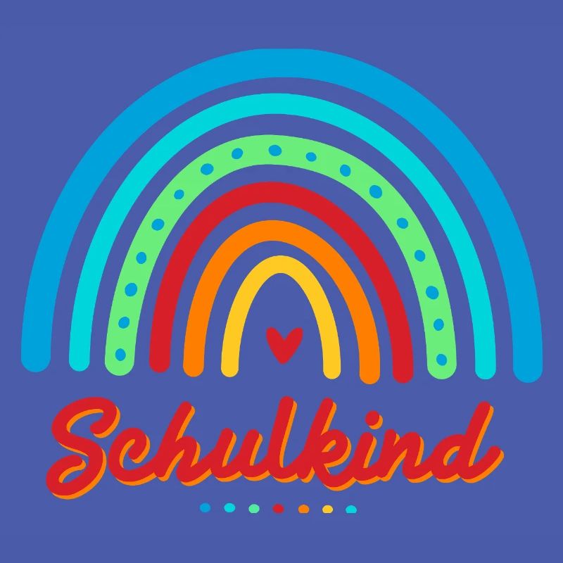 Schulkind bunter Retro Regenbogen Einschulung