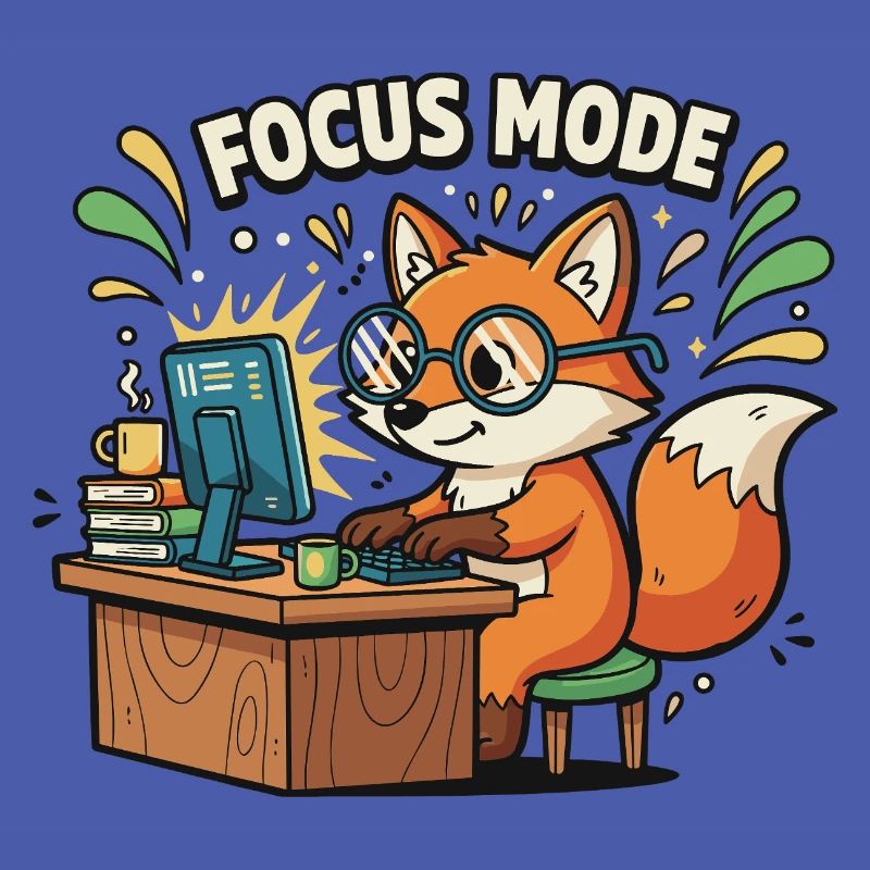 Focus mode fox on the computer