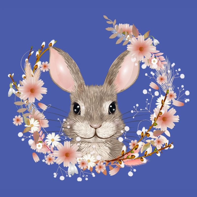 Spring wreath with rabbit as Easter bunny