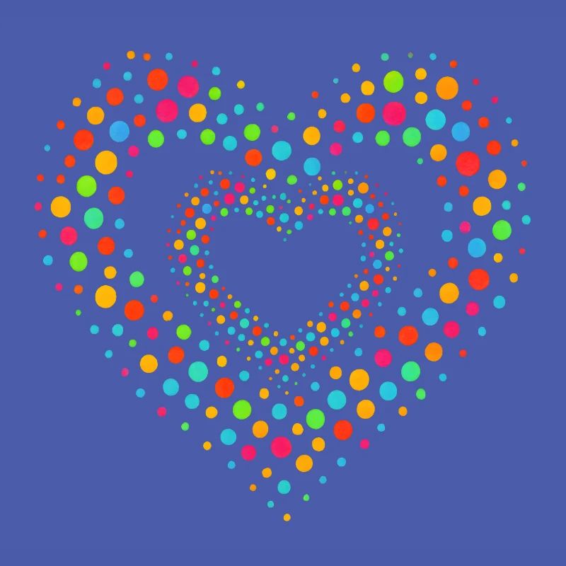 Rainbow Dot Heart Pattern Tee