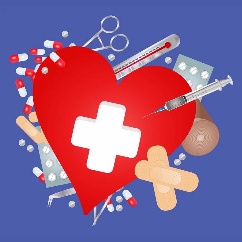 Erste Hilfe Set oder Reiseapotheke mit Herz