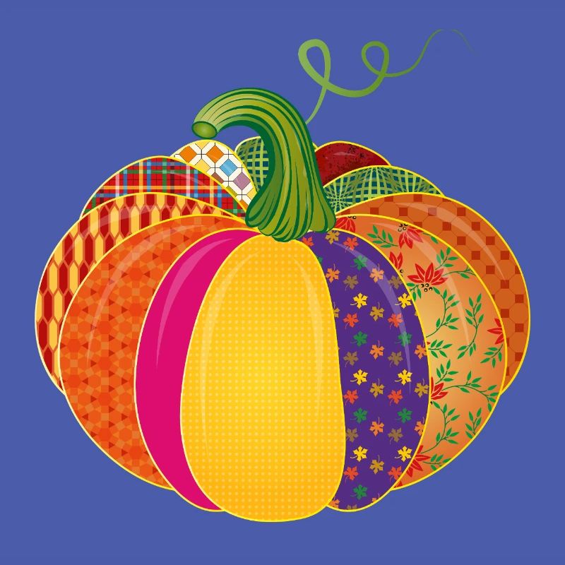 Patchwork Kürbis – Bunt gemusterte Herbstdeko