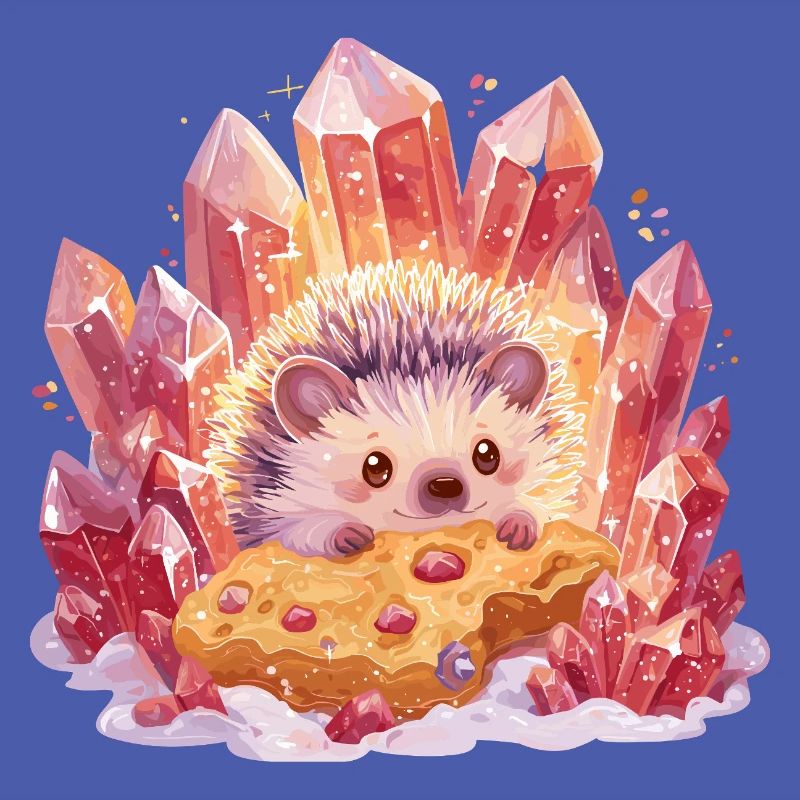 Crystal hedgehog with cookie