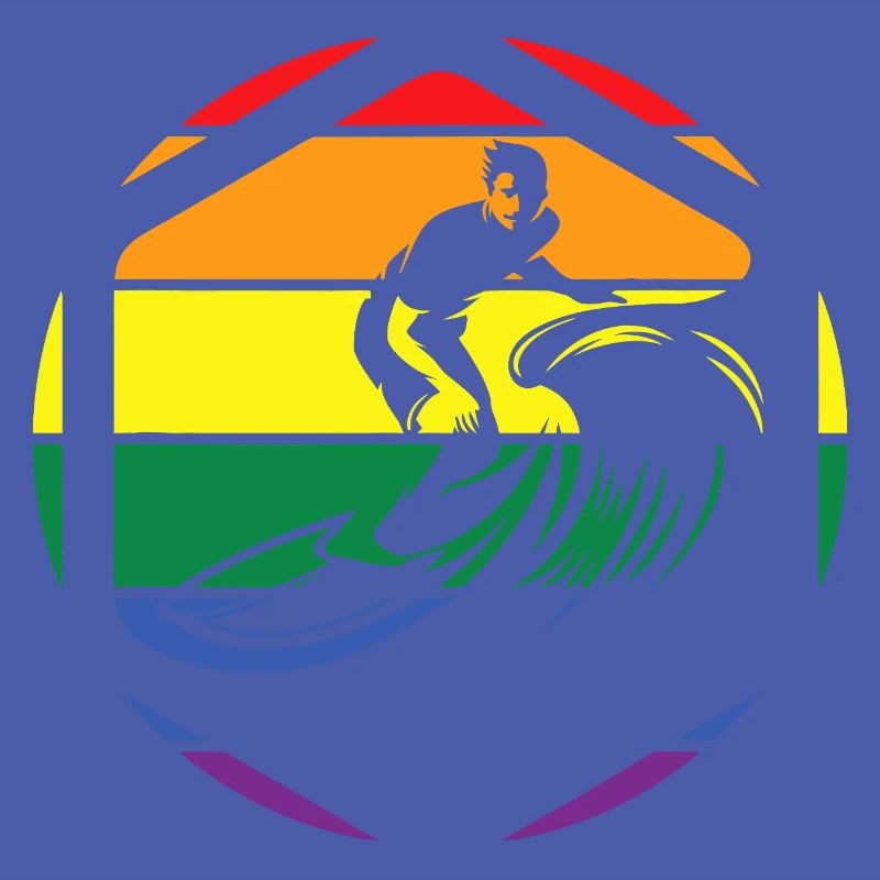 Rainbow Wave Surfer Circle