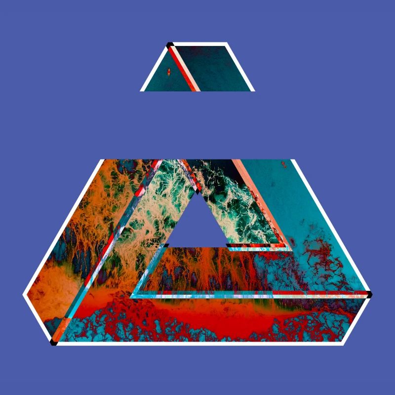 Penrose triangle optical illusion colored patterned