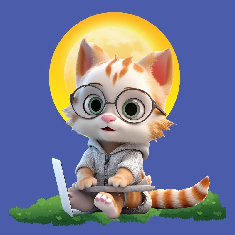 Smart Cat Sun Coder: Kätzchen Laptop Kunstdruck