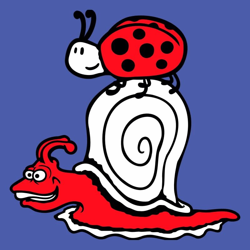 Escargot 2 Amis Coccinelle Équipe Rapide Mignon