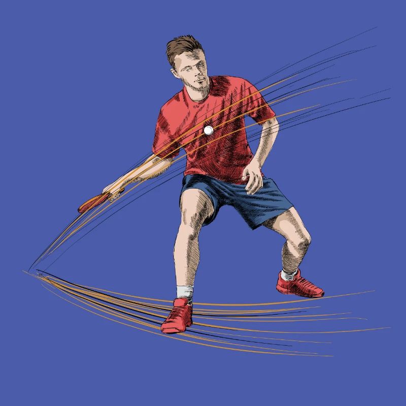 Dynamic table tennis player with energy effects