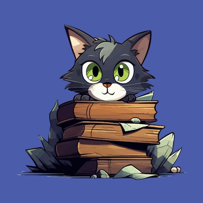 Cat Book Stack