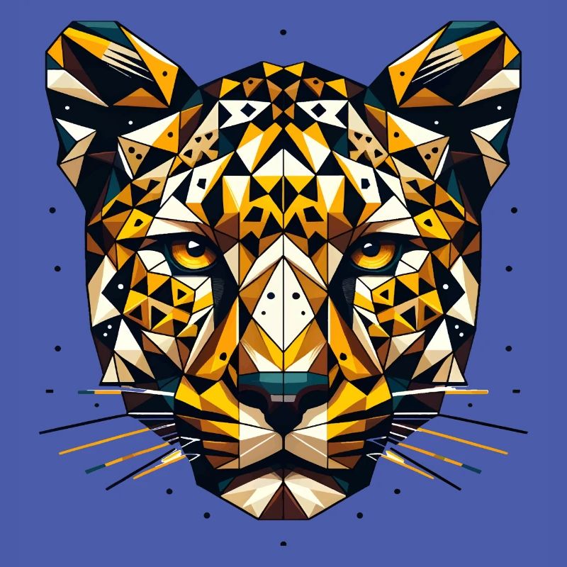 Geometric Leopard Head Polygons Motif