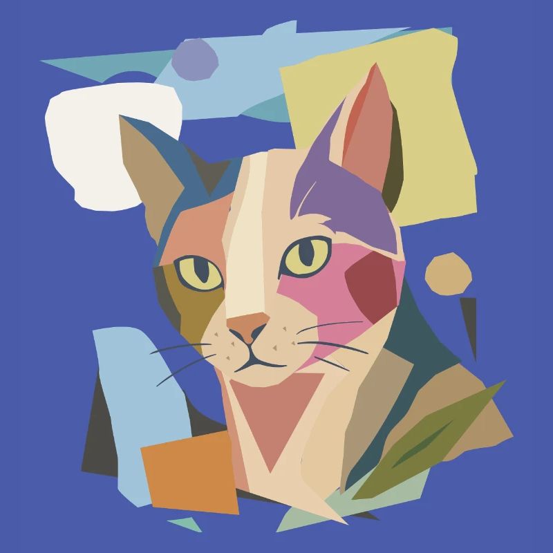 Abstract cat in modern color block design