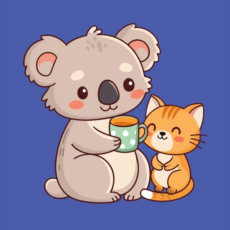Koala et chat café mignon