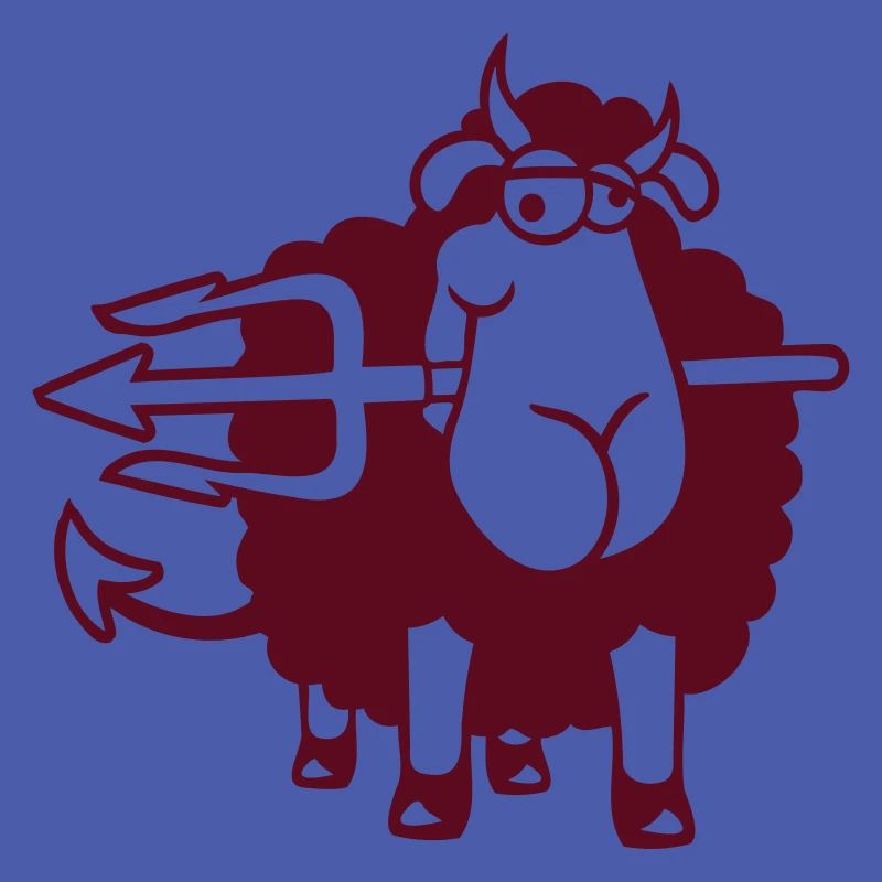 Sheep Devil Satan Hell Evil Trident Horns Cool