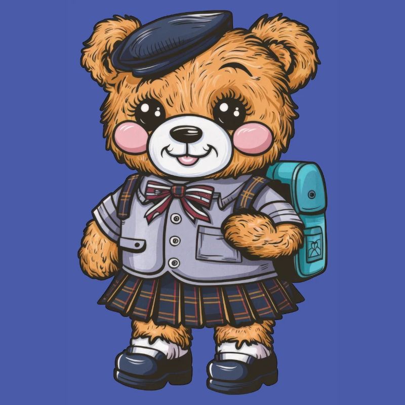 Cute teddy bear with trational school uniform