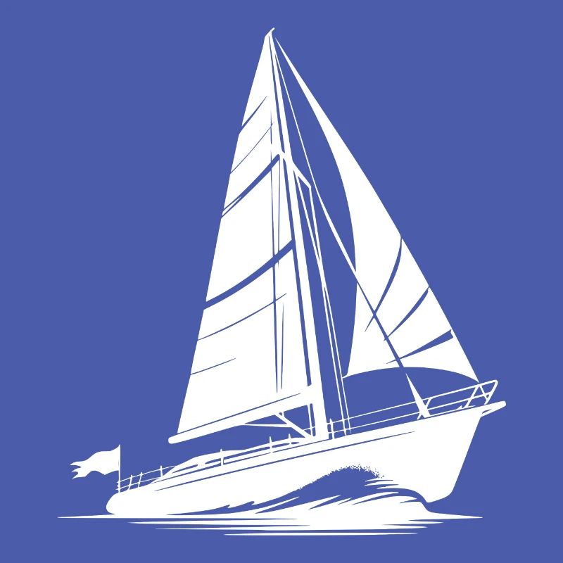 Fast sailboat on course in big waves