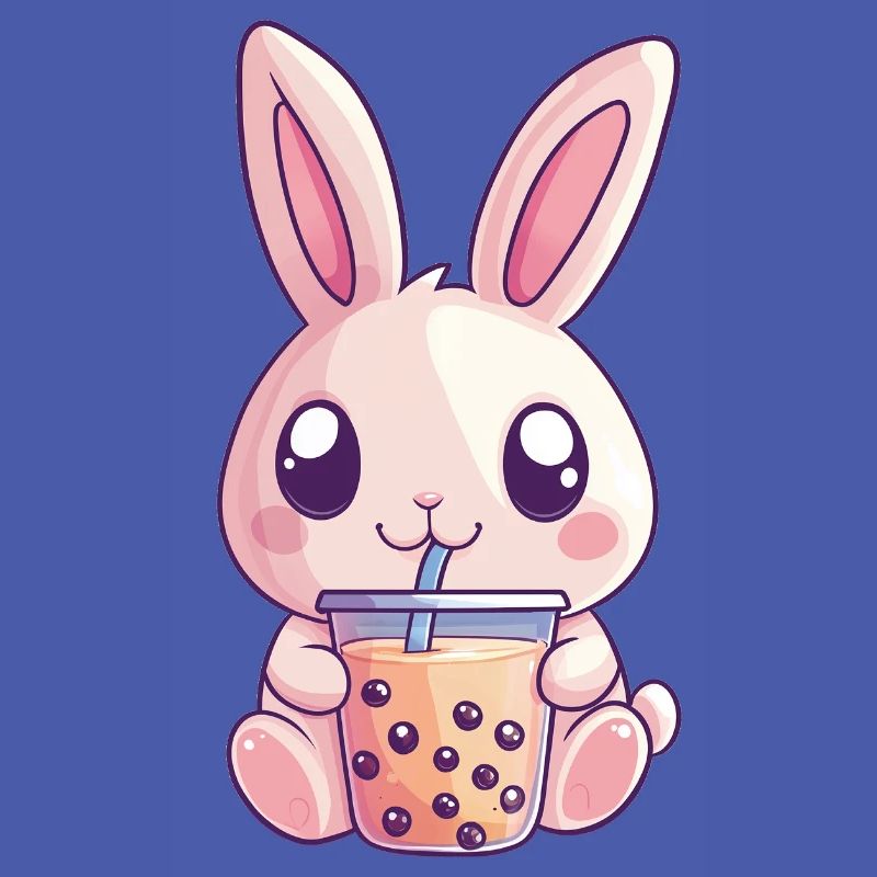 Rabbit drinks bubble tea