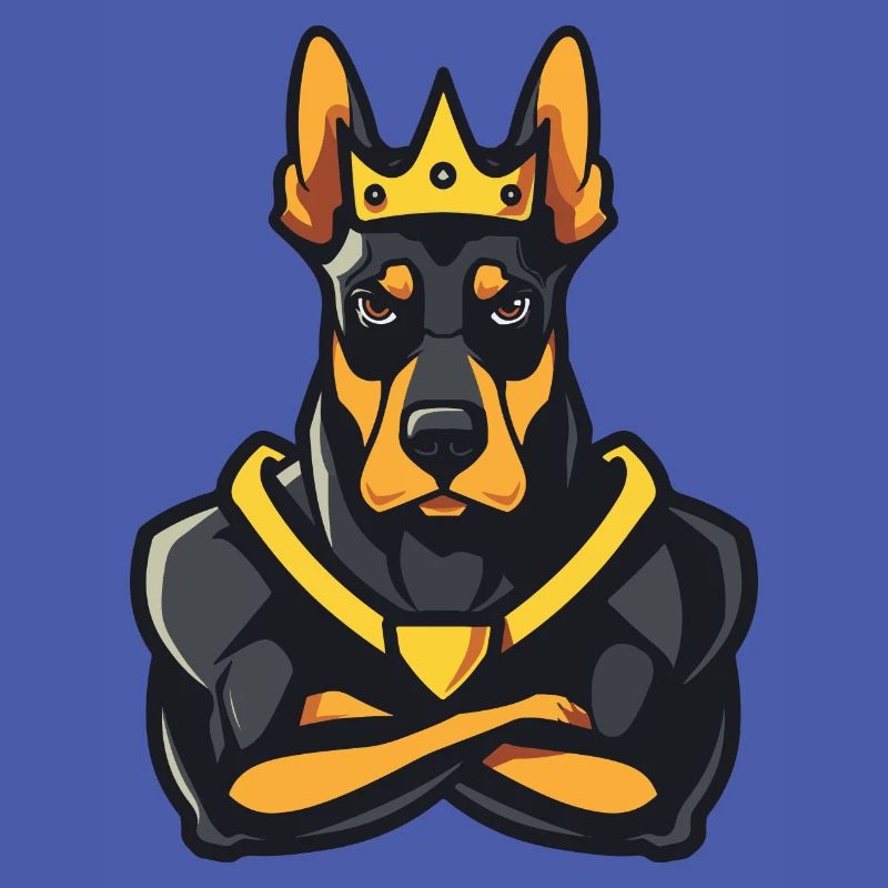 Dobermann Hund Comic Krone