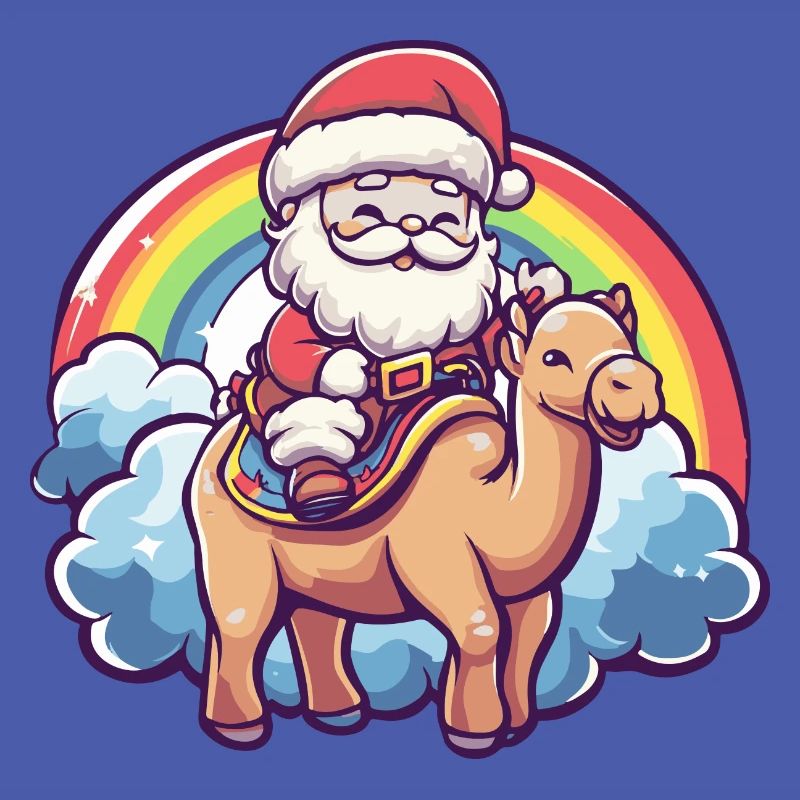 Kamel Weihnachtsmann Regenbogen