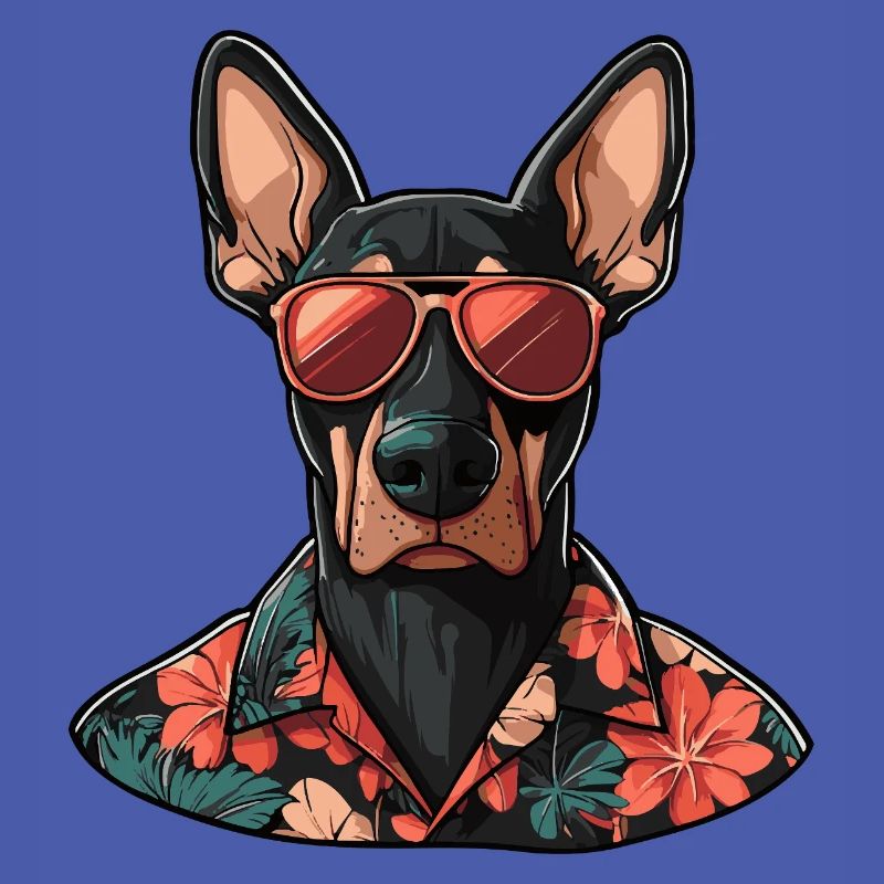Dobermann Hund Comic Urlaub