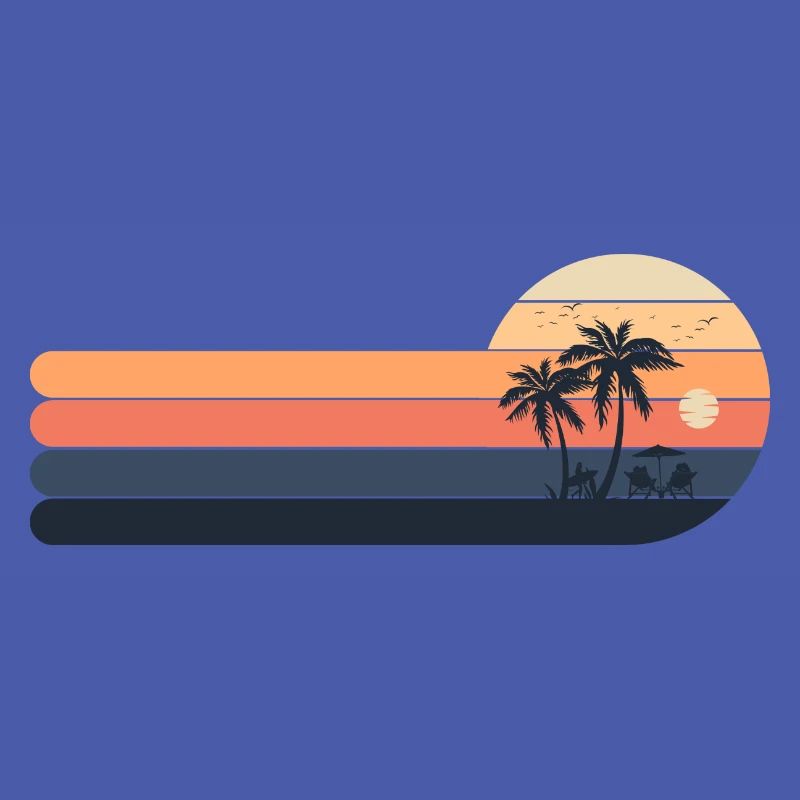 Retro sunset palm Trees
