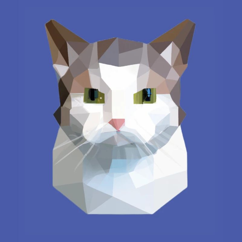 chat mignon bas poly chat blanc gris