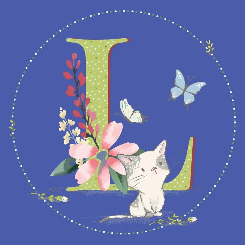 Lettre initiale L avec chat