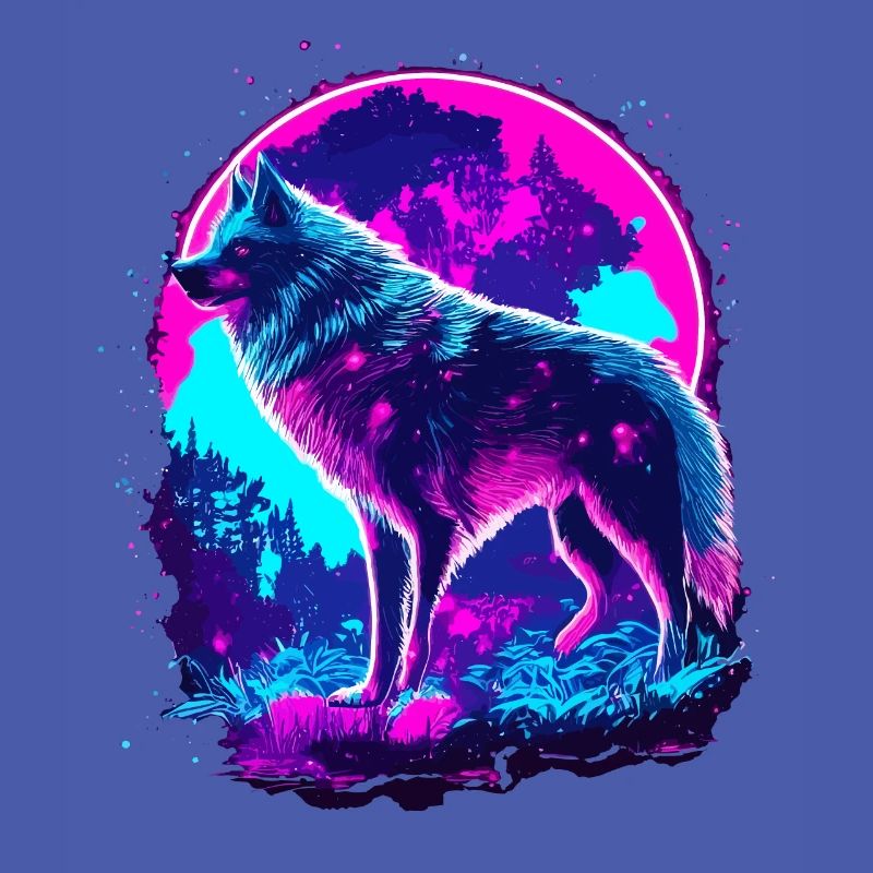 Wolf's Art Psychedelic Neon Synthwave