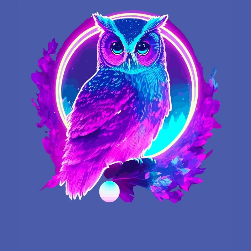 Owl Neon Moon Synthwave