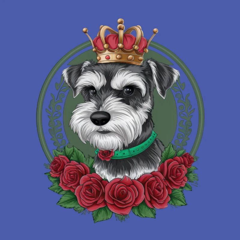 Königlicher Zwergschnauzer mit Krone Cartoon Stil