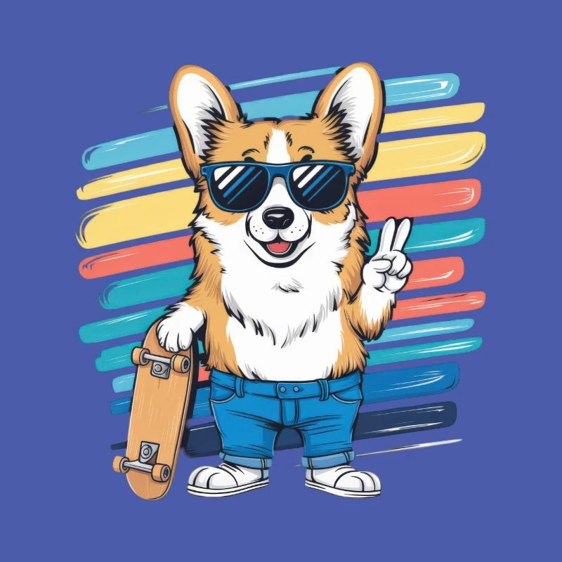 Moderner und cooler Corgi mit Sonnenbrille