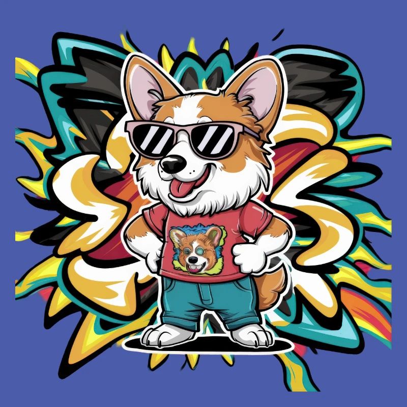 Moderner und cooler Corgi mit Sonnenbrille