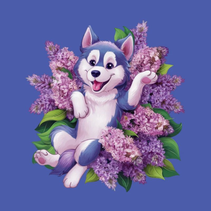 Cute husky with lilac for dog lovers