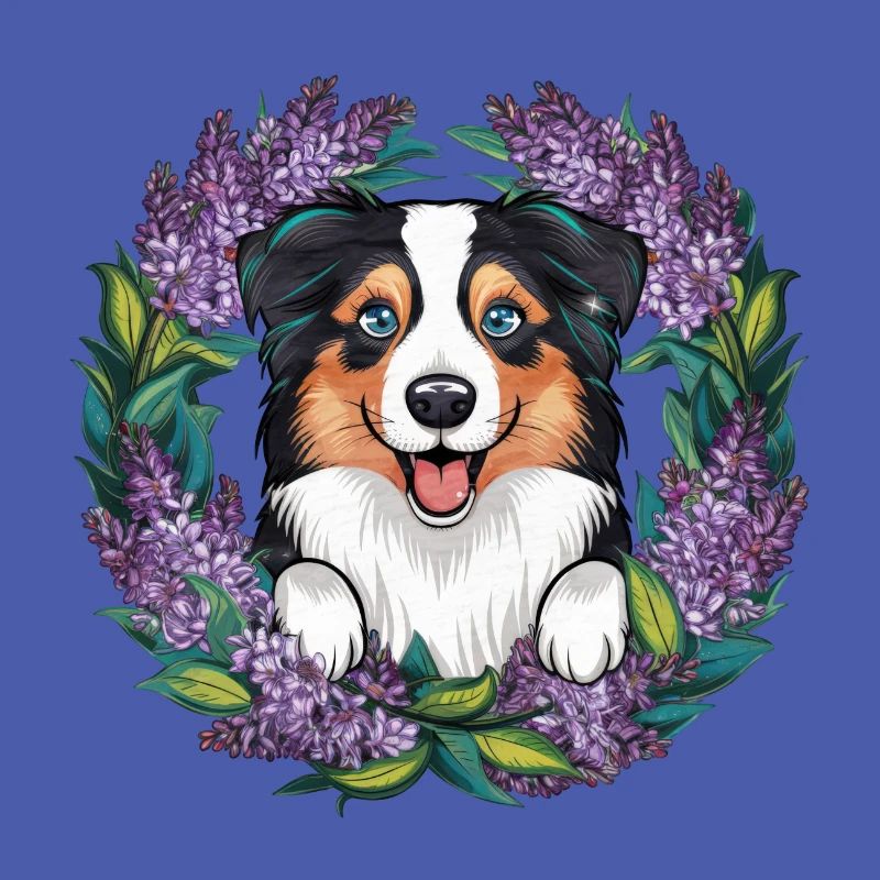 Australian Shepherd Motif with Lilac