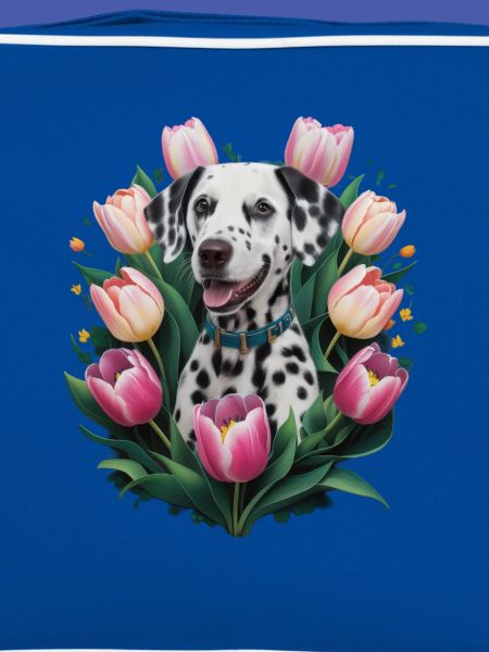 Cute Dalmatian with tulips