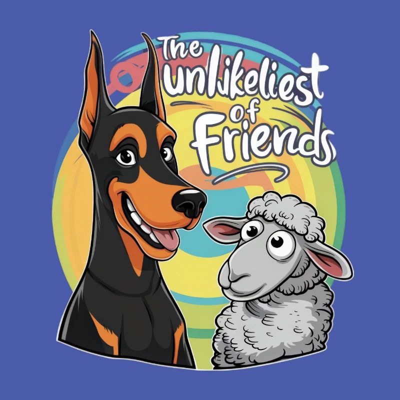 Cooler Doberman mit Schaf