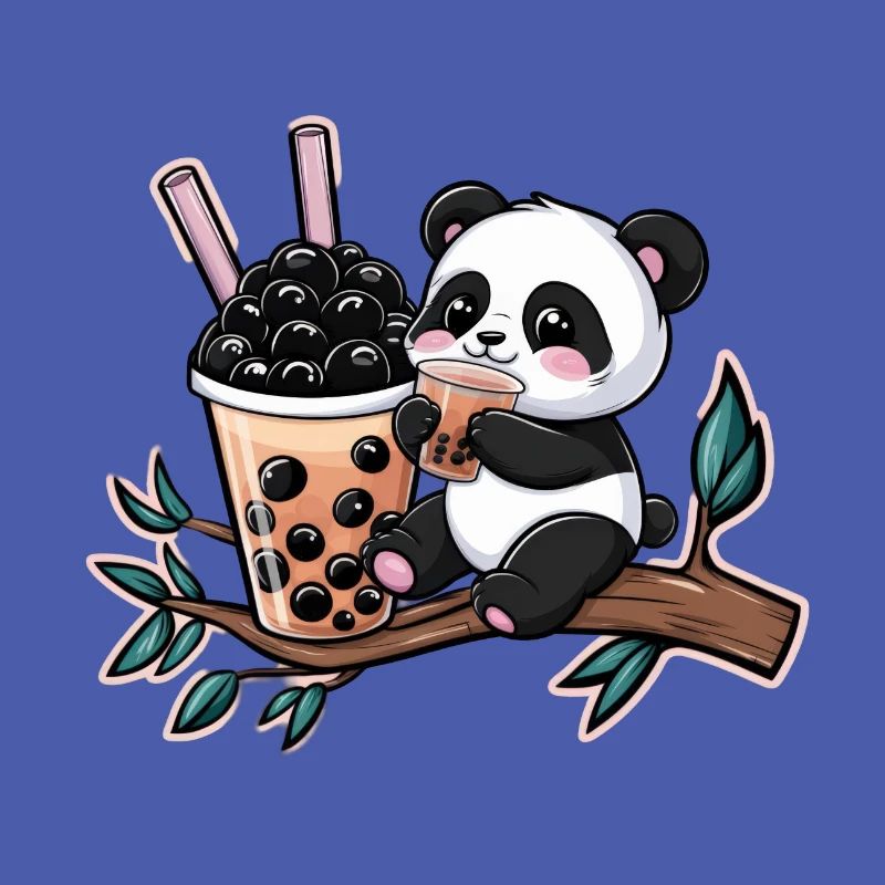 Panda Kawaii avec Bubble Tea