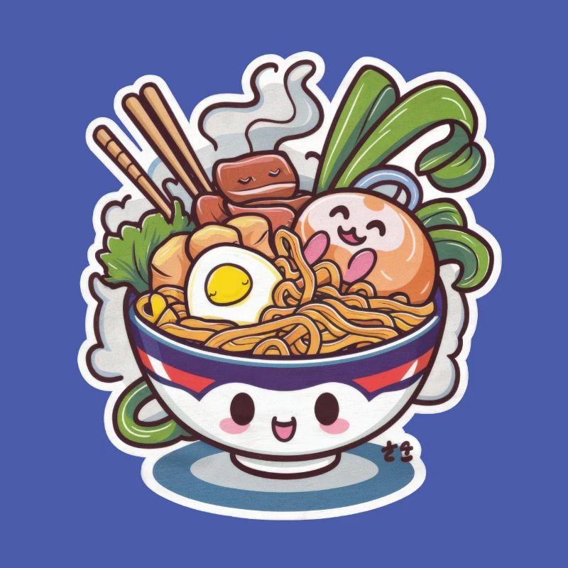 Kawaii Katze mit Ramen Schüssel