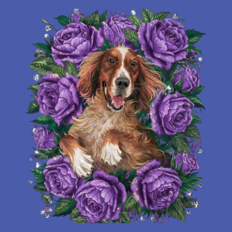 Bande dessinée Setter irlandais avec des roses